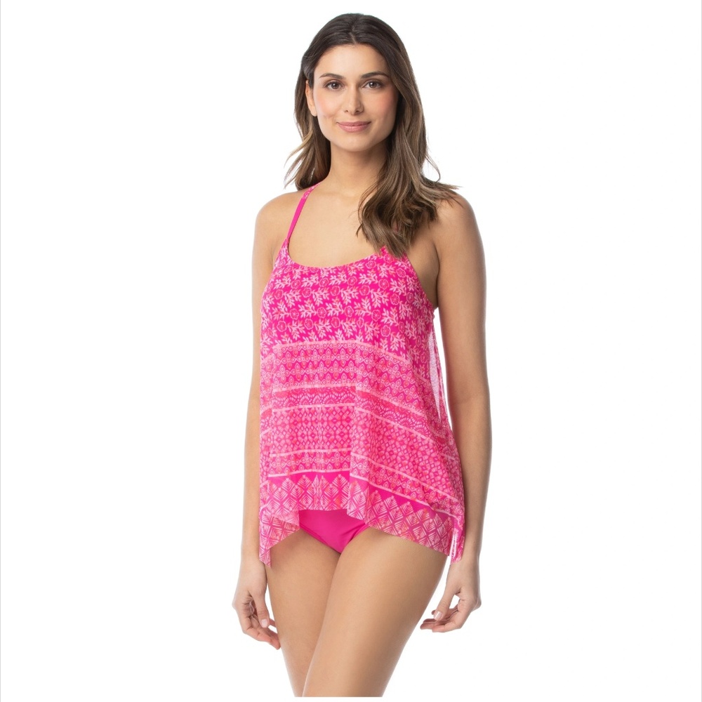 COCO Reef Current Mesh Layer Bra Sized Underwire Tankini Top in Bohemia Sz 34D - Picture 2 of 8